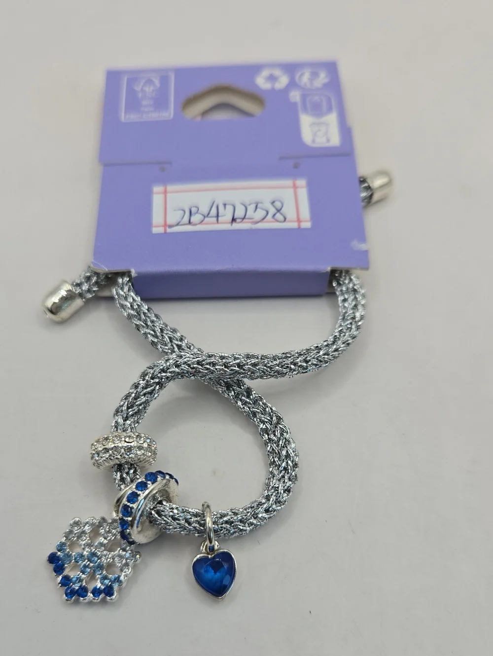 NEW Claire's Silver Tone Bracelet with Blue Crystal Charms